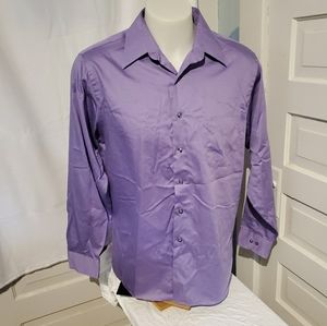 Geoffrey Beene Sateen Purple Dress Shirt Large